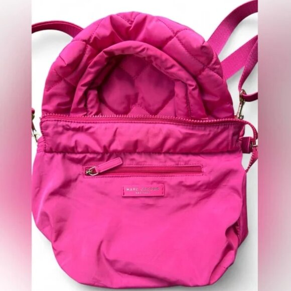 NWOT Marc Jacobs Small Tote Quilted Nylon Peony Pink Crossbody Bag Purse - Picture 7 of 7